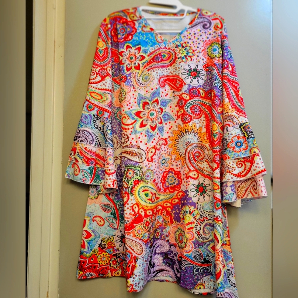 Colorful Paisley Pattern Dress Womens Sz XXL